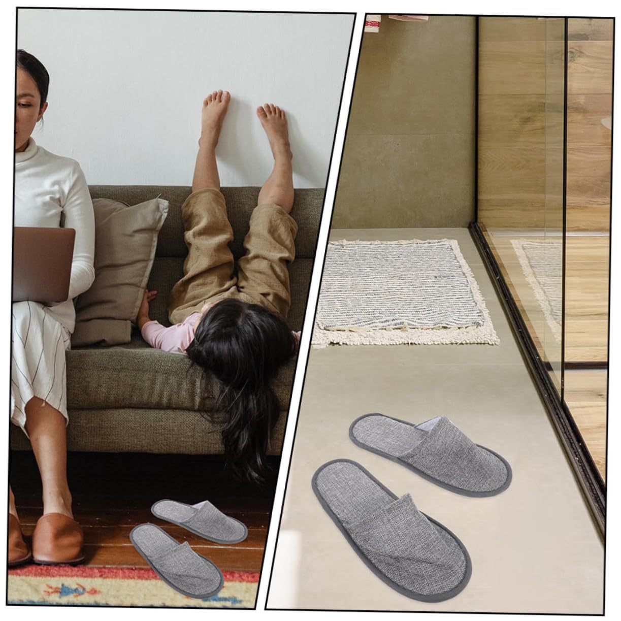 Zapatillas Plegables Portátiles para Viaje, 15 Pares, Algodón y Lino
