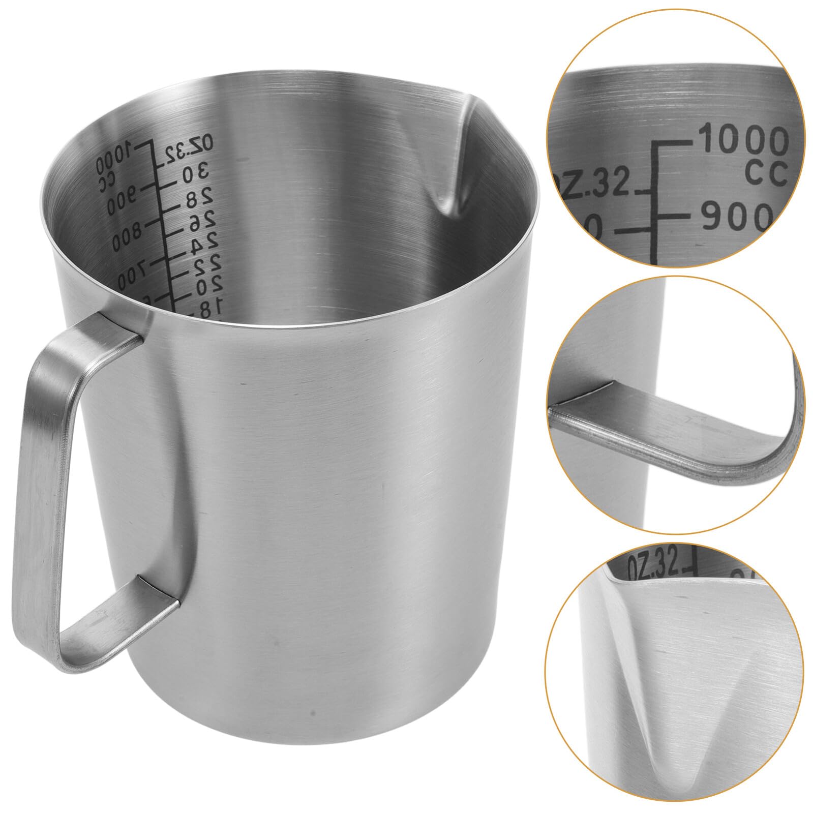 TOYANDONA Taza Medidora de Acero Inoxidable Escala Jarra de Leche para Espresso Taza para Leche Caliente Apta para Hornos para Cocina