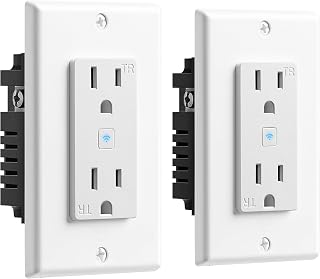 Geeni Wi-Fi Smart Wall Outlet with 2 Plugs and Wireless App Control, Compatible with Alexa and Google Home, WiFi Smart Outlet, 2 Pack