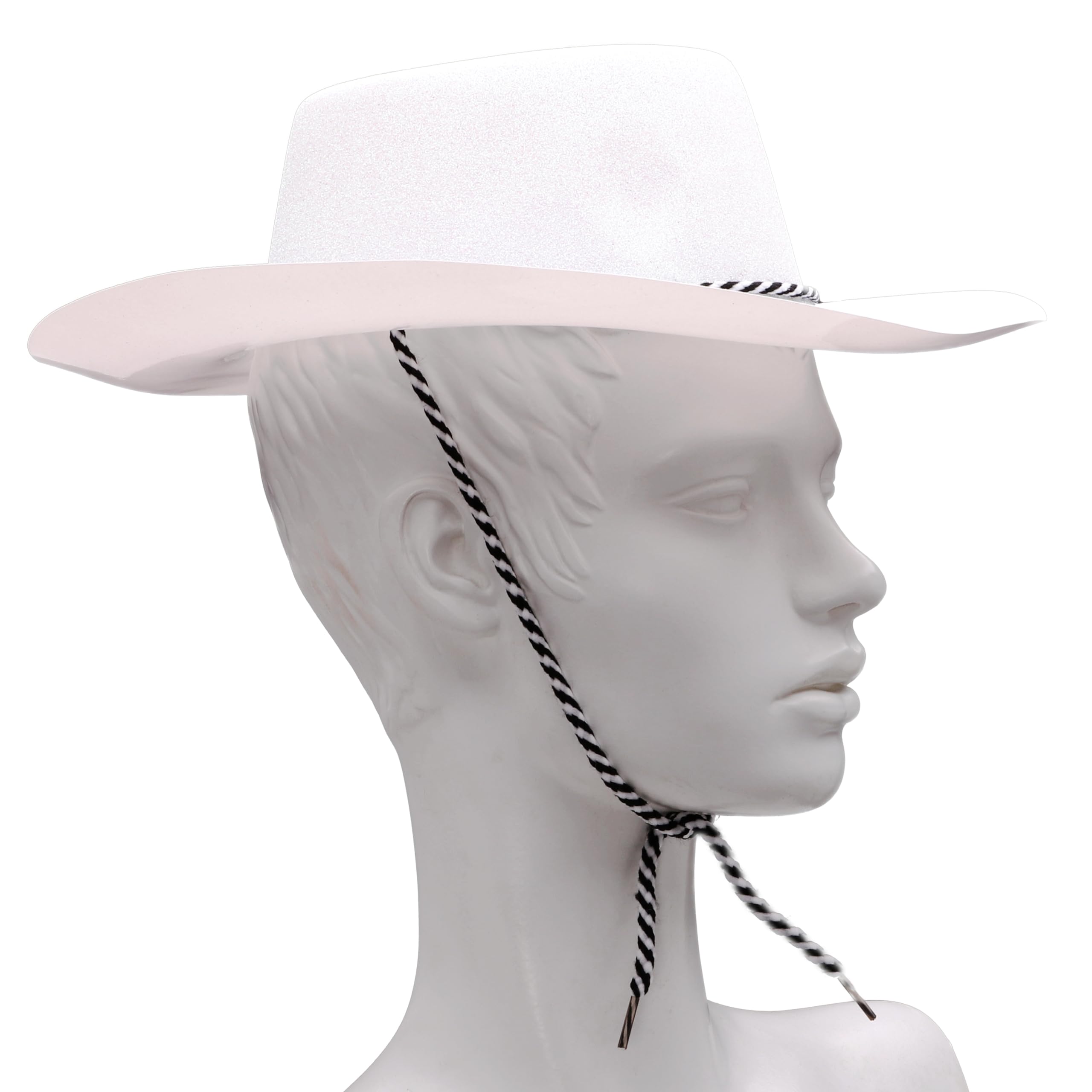 Toyland® Pack of 3-34cm (13") White Glitter Cowboy Hats - Festivals, Concerts, Fancy Dress & Hen Do Accessories - Image 3