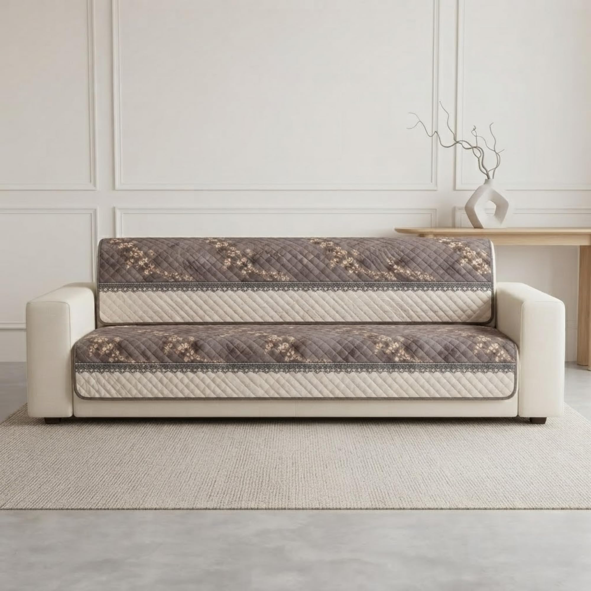 Velvet Quilted Sofa Cover Set - 5 Seater Protection -24 Velvet Quilted Sofa Cover Set - 5 Seater Protection -24