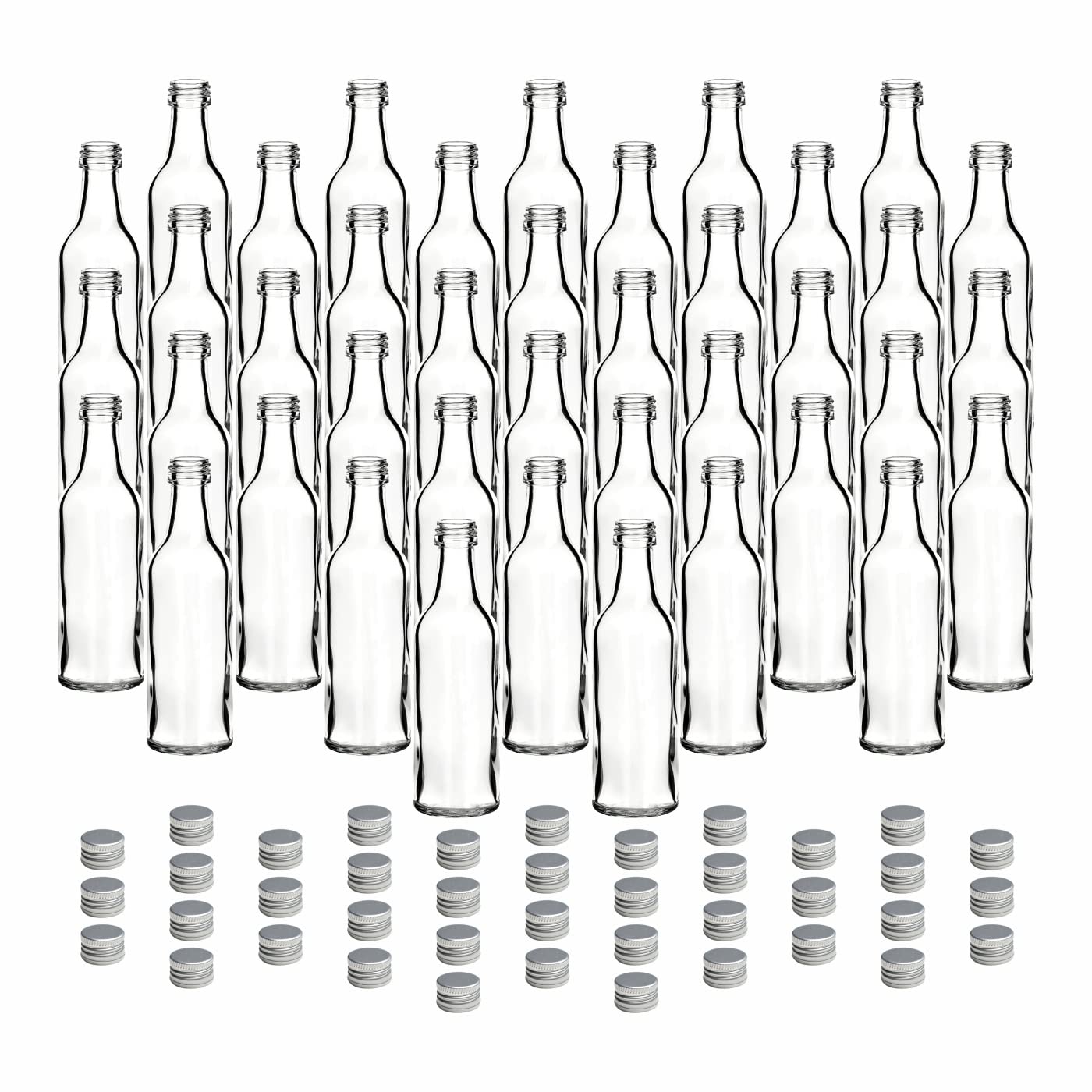 gouveo Lina Lot de 40 bouteilles en verre avec bouchon à vis Argenté 50 ml
