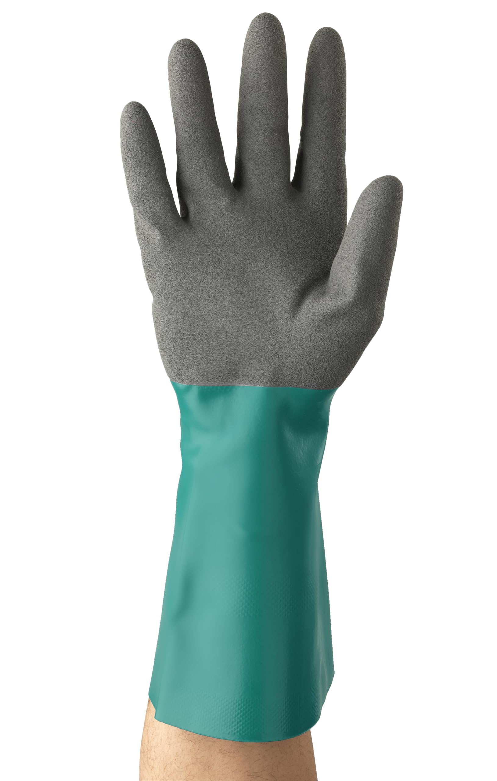 Ansell AlphaTec 58-435 Gants de Travail Chimique, Protection Haute Performance, Enduction Double Couches, Gant Nitrile Impérméable Étanche, Réutilisable, Vert, Taille 2XL (12 Paires)