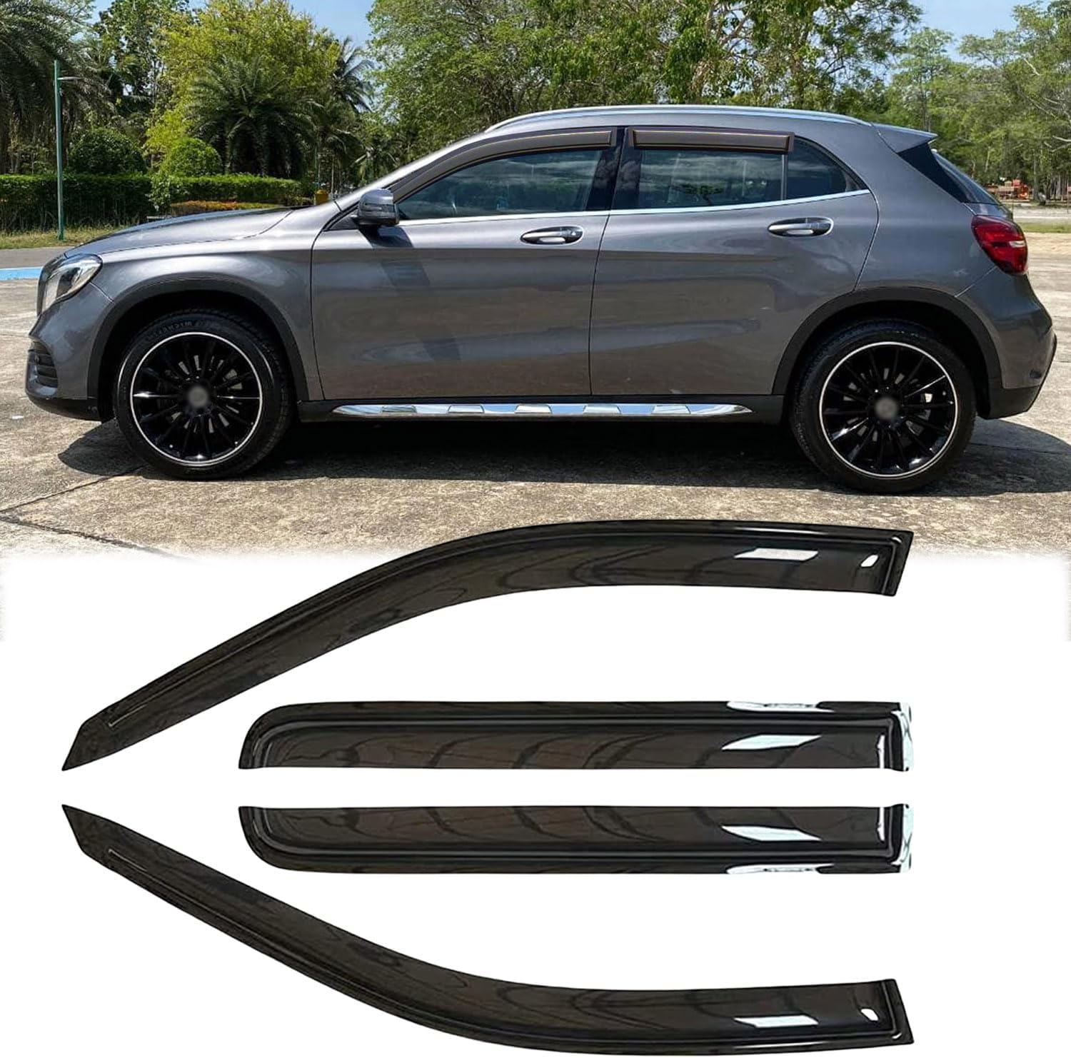 Rainproof Side Window Wind Deflectors for Mercedes-Benz GLA-Class X156 2014-2019, Tape-on Sun Rain Guard Sets,Nice Looking Window Visors for Cars,Vent Deflector for GLA-Class X156 14-19 MB43