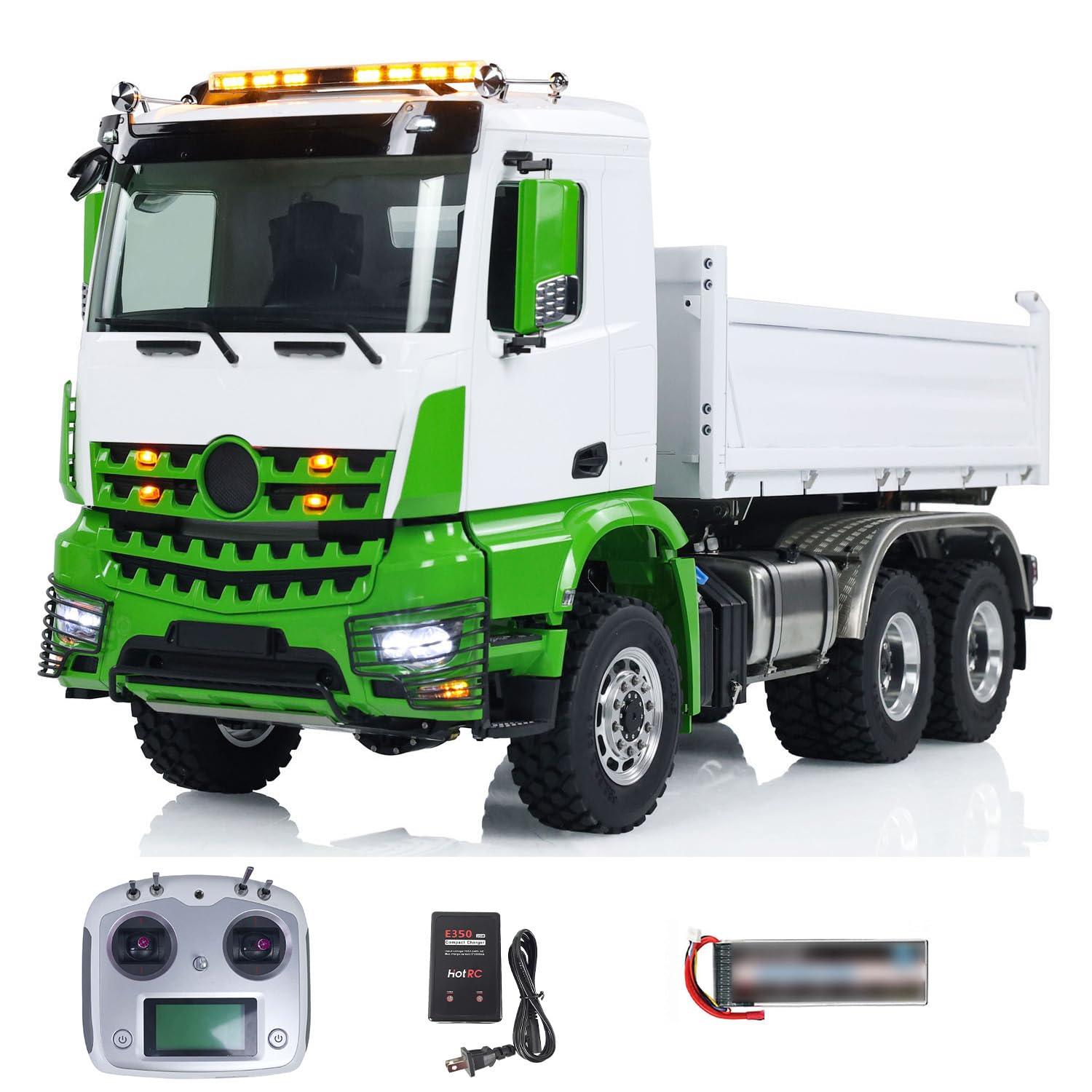 1 14 6X6 LESU Metal RC Hydraulic Dump Truck 3-Way Remote Control Tipper Cars for Ages 14