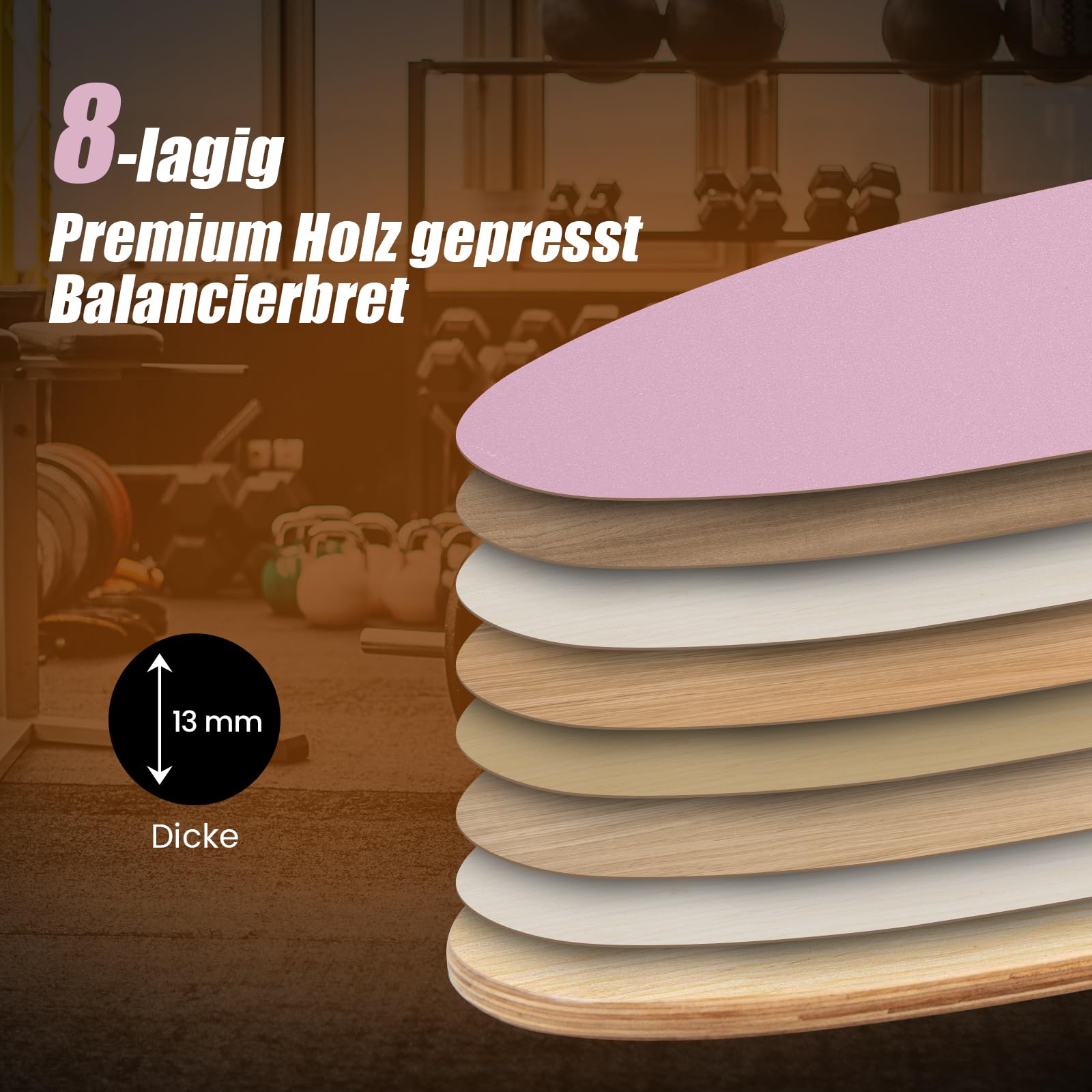 GOPLUS Balance Board Holz rutschfest, Indoor Surfboard Trickboard mit Rolle, Gleichgewichtsboard für Erwachsene, Balance Trainer Wackelbrett für Fitness Zuhause