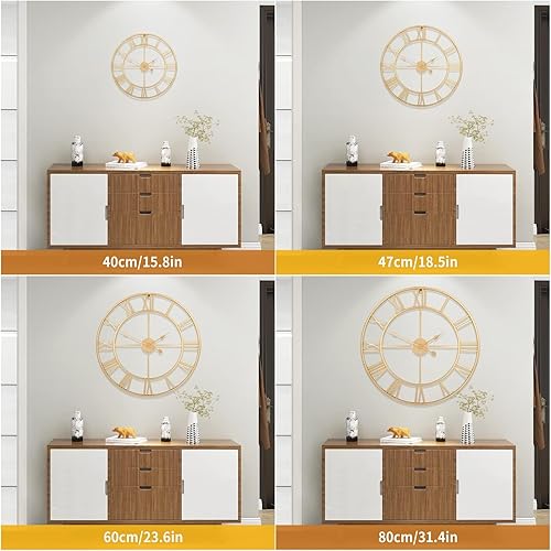 Miniatura 42 de Reloj de pared grande para decoración de sala de estar, 16 pulgadas, silencioso, sin tictac, funciona con pilas, reloj de pared moderno decorativo