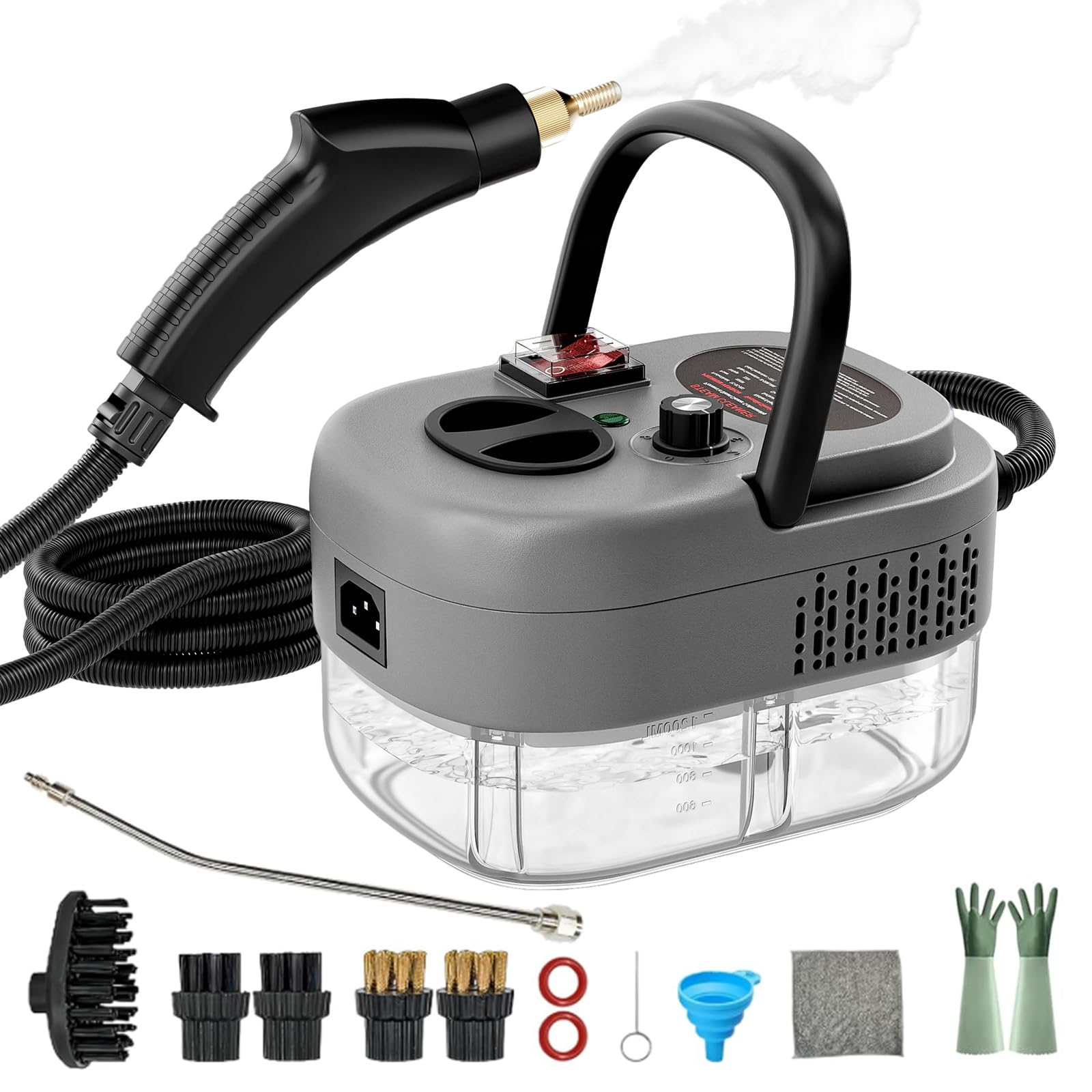 Limpiador de vapor a presión de alta temperatura de 2500 W, vaporizador portátil para auto detallado, limpiador de vapor para el hogar, máquina de limpieza a vapor para muebles, cocina, lechada, piso