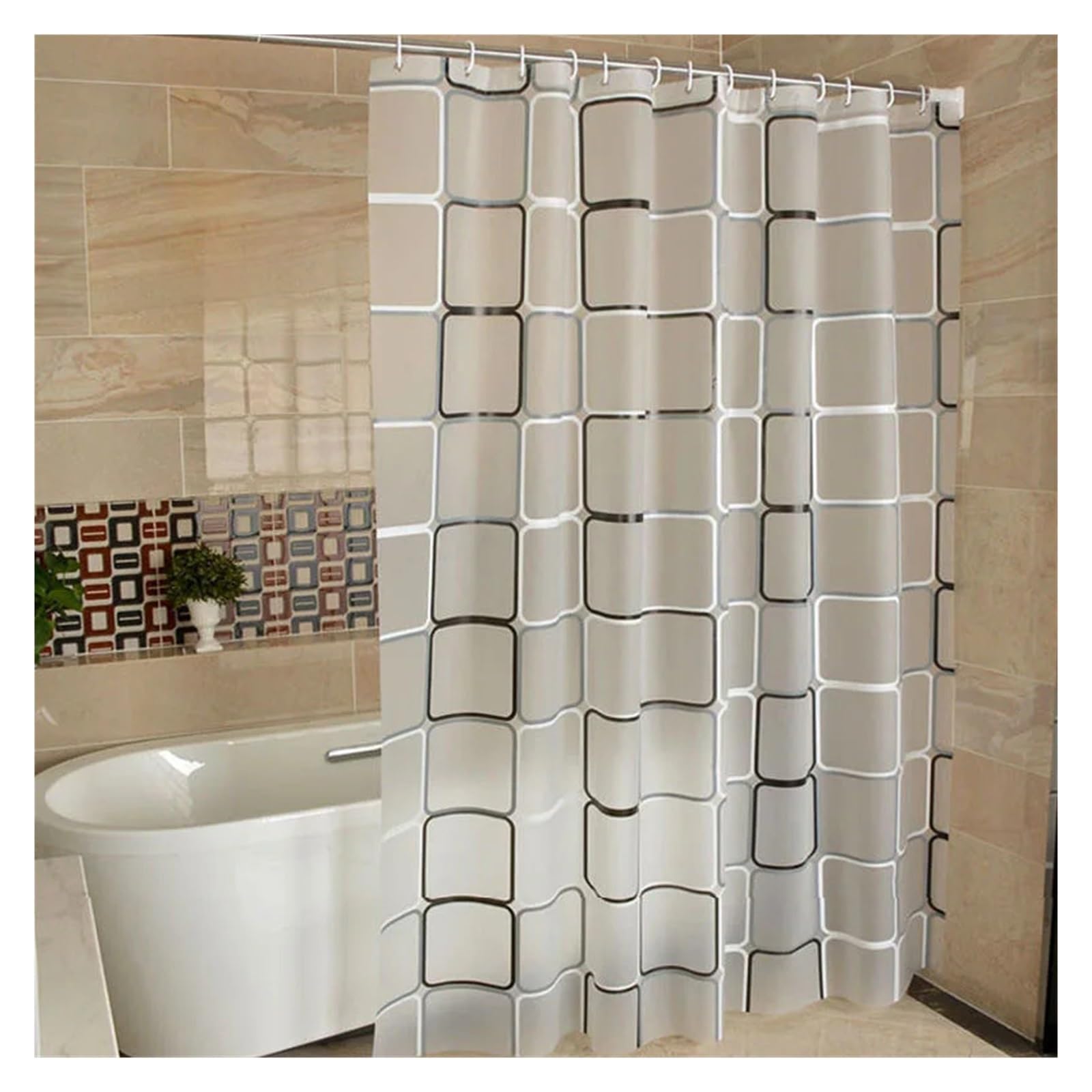 PIGENEQW Shower Liner Cloth Waterproof Bathroom Shower Curtains Waterproof Household Decoration Translucent(150x180cm)