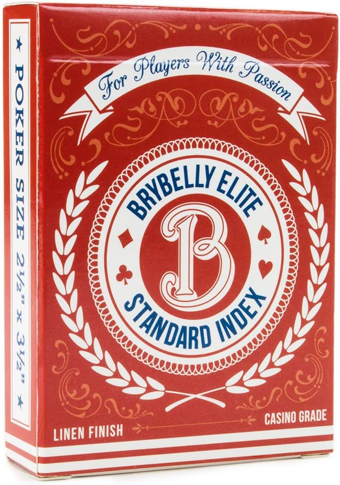 Brybelly Elite Medusa Back Casino-Quality Playing Cards – Wide Size/Regular Index (Red)