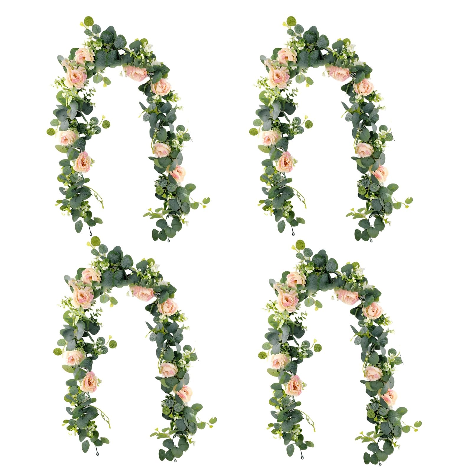 3 Stück Rosen-Girlande, 180 cm lang, künstliche Eukalyptus-Ranken mit üppigem Grün und realistischen Adern, biegsame Blumengirlande für Hochzeit, Heimdeko, Party-Hintergründe