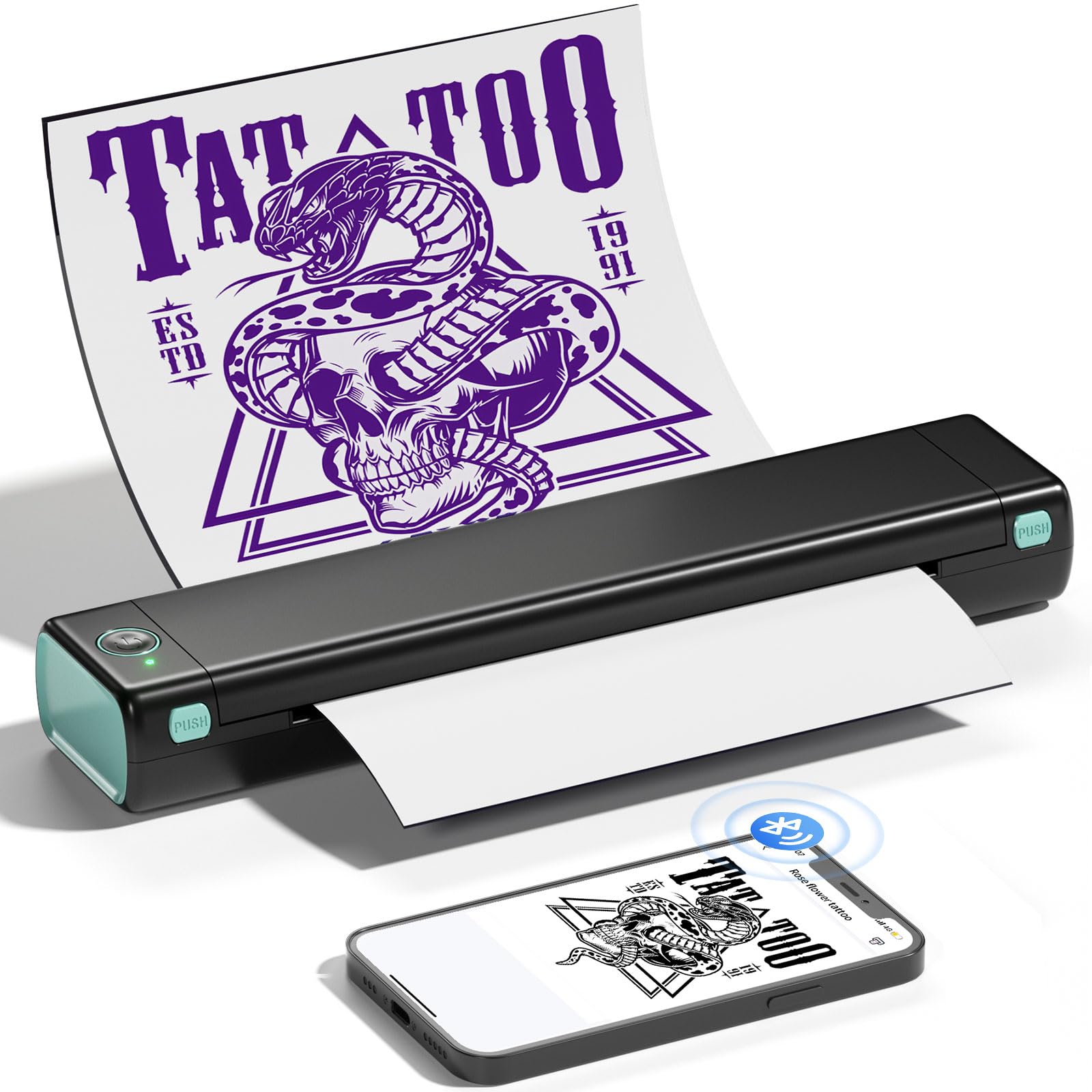 Phomemo Bluetooth Tattoo Stencil Printer, M08F Wireless Tattoo Stencil Printer for Tattooing, Thermal Printer Tattoo Kit with 10PCS Transfer Paper, Compatible with Smartphone Tablet PC