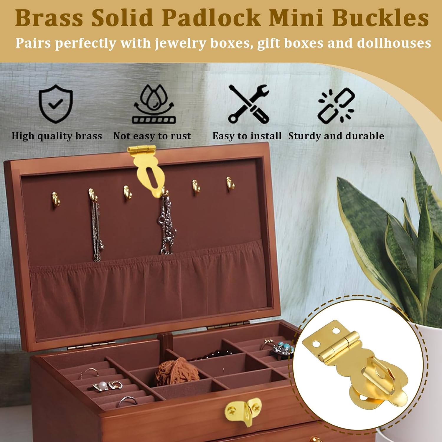 Aifeier ET 12Pcs Brass Solid Padlock Mini Buckles, Small Mini Decorative image 5