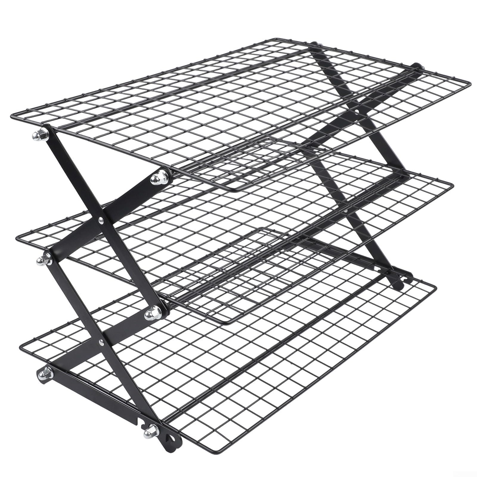 Estante de enfriamiento plegable para hornear, estante plegable para asar, estante de alambre apilable para galletas, pasteles, magdalenas, rejilla de hierro para hornear (tres capas)