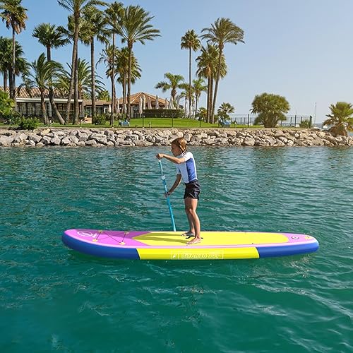 Miniatura 6 de Tabla de remo inflable con paletas de SUP, aletas, adaptador de válvula. Cubierta antideslizante, postura ancha, aleta inferior. SUP ultraligero