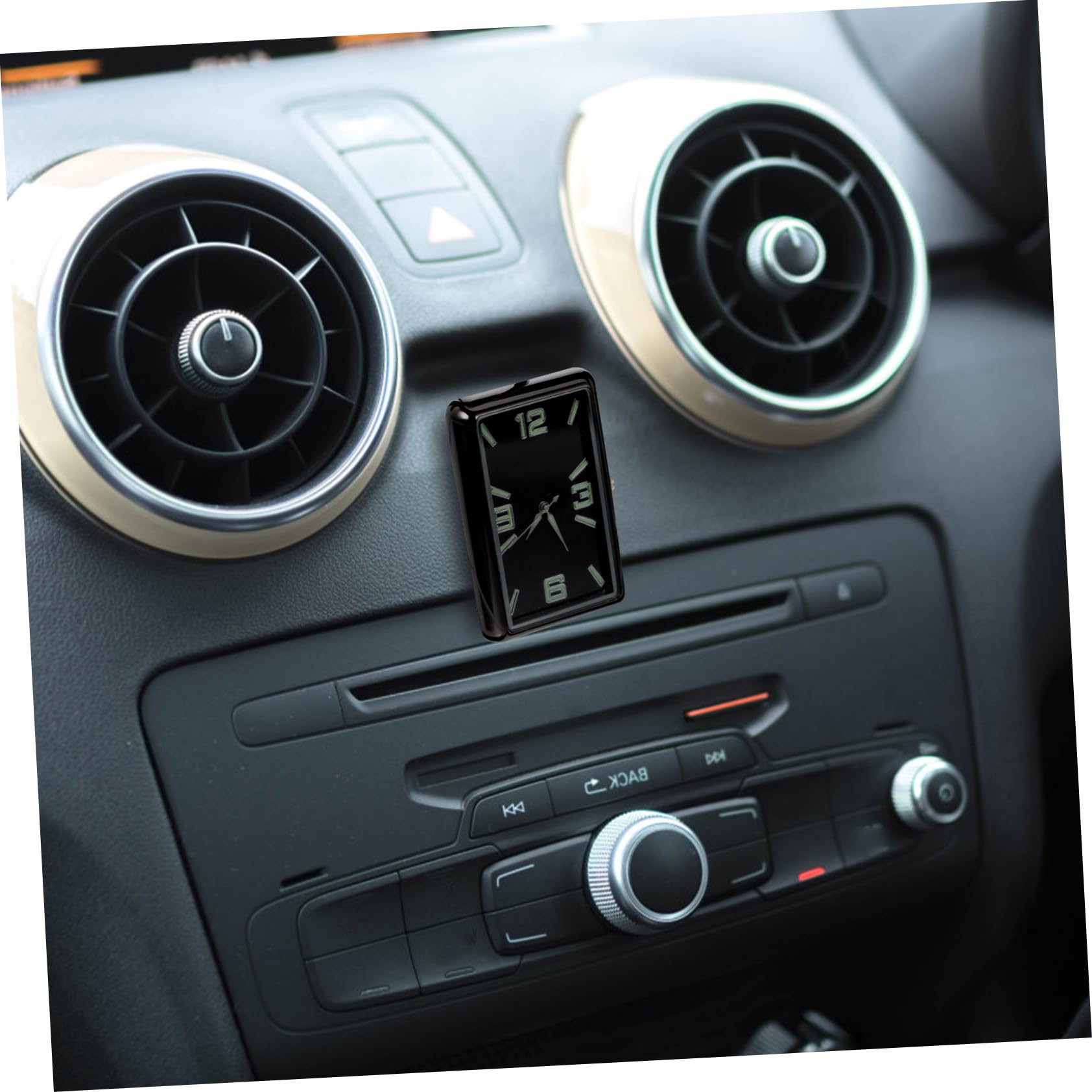 Reloj Analógico Cuadrado para Coche, Salpicadero, Negro