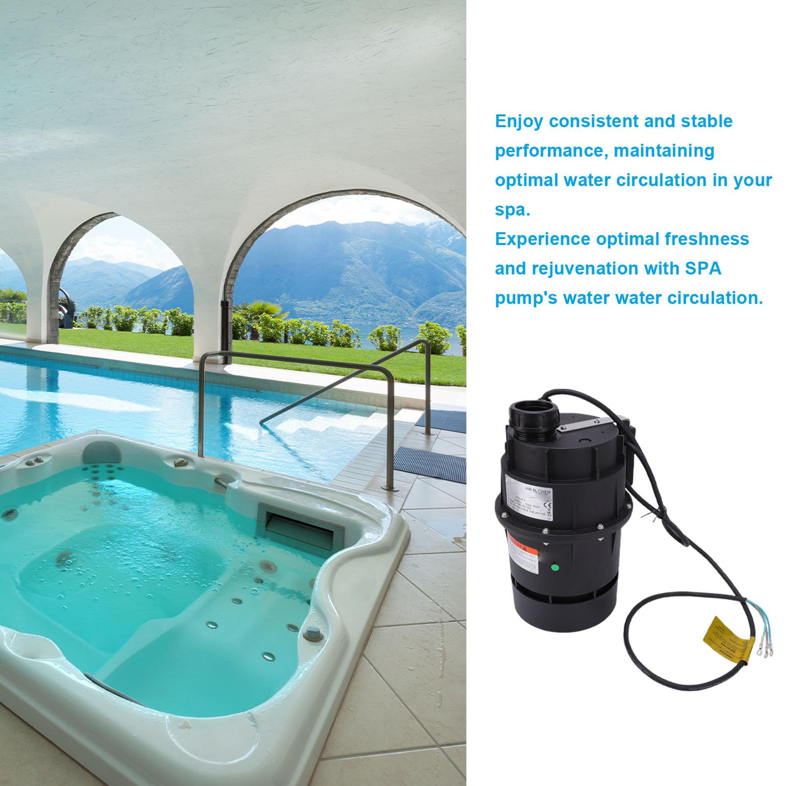 Fdit Bomba de Circulación de SPA, Bomba de Circulación de Agua para Bañera de Hidromasaje con Protector de Sobrecarga de Fusible Interno para Instalación Integrada o Externa (400W)