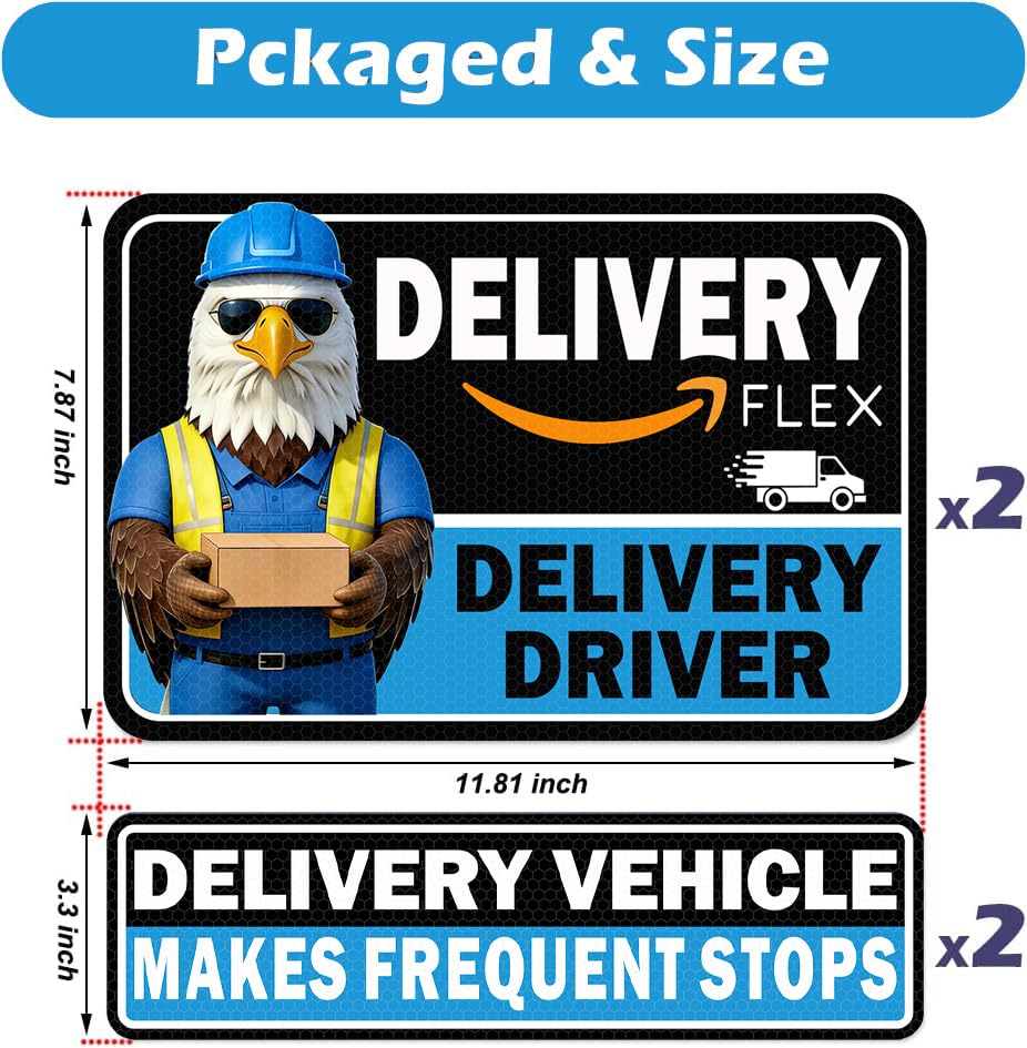 Image of Car Magnets Flex Driver,Heavy Duty Reflective Flex Delivery Driver Car Sign,Car Magnets Rural Carrier Delivery for Cars,SUV,Trucks,Bumper Sticker 4pcs