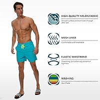 Vista 4 de SILKWORLD - Trajes de baño para hombre, pantalones cortos de playa, secado rápido, con bolsillos