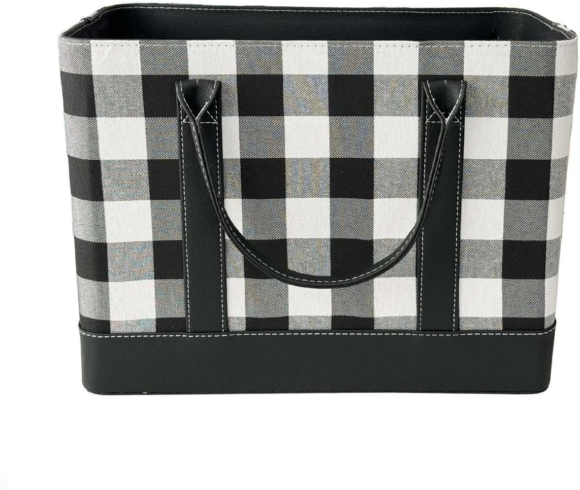 Trenton Gifts File Organizer Tote | Stylish Way To Keep Organized | Black/White Plaid