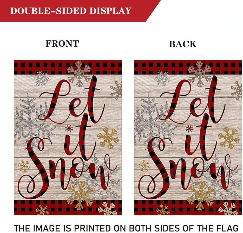 Let It Snow Snowflake House Flag 28 x 40 Inch Christmas Winter Decorative Double Sided Burlap Small Flag Holiday Banners for Winter Xmas Farm House Yard Decoration - Image 4