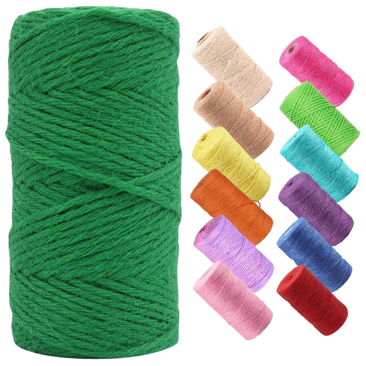 ecofynd Single String Color Jute Cord | Natural Hemp Rope for Wall Hanging, Plant Hanger Gift Wrapping, Garden Art | Thread Material for DIY Craft…