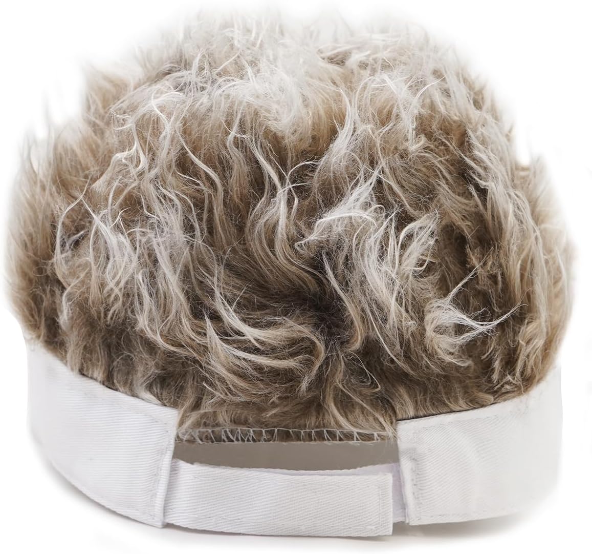 Mens Visor Cap with Fake Hair Novelty Golf Hats Wig Hat Spiked Adjustable Baseball Cap - Image 4