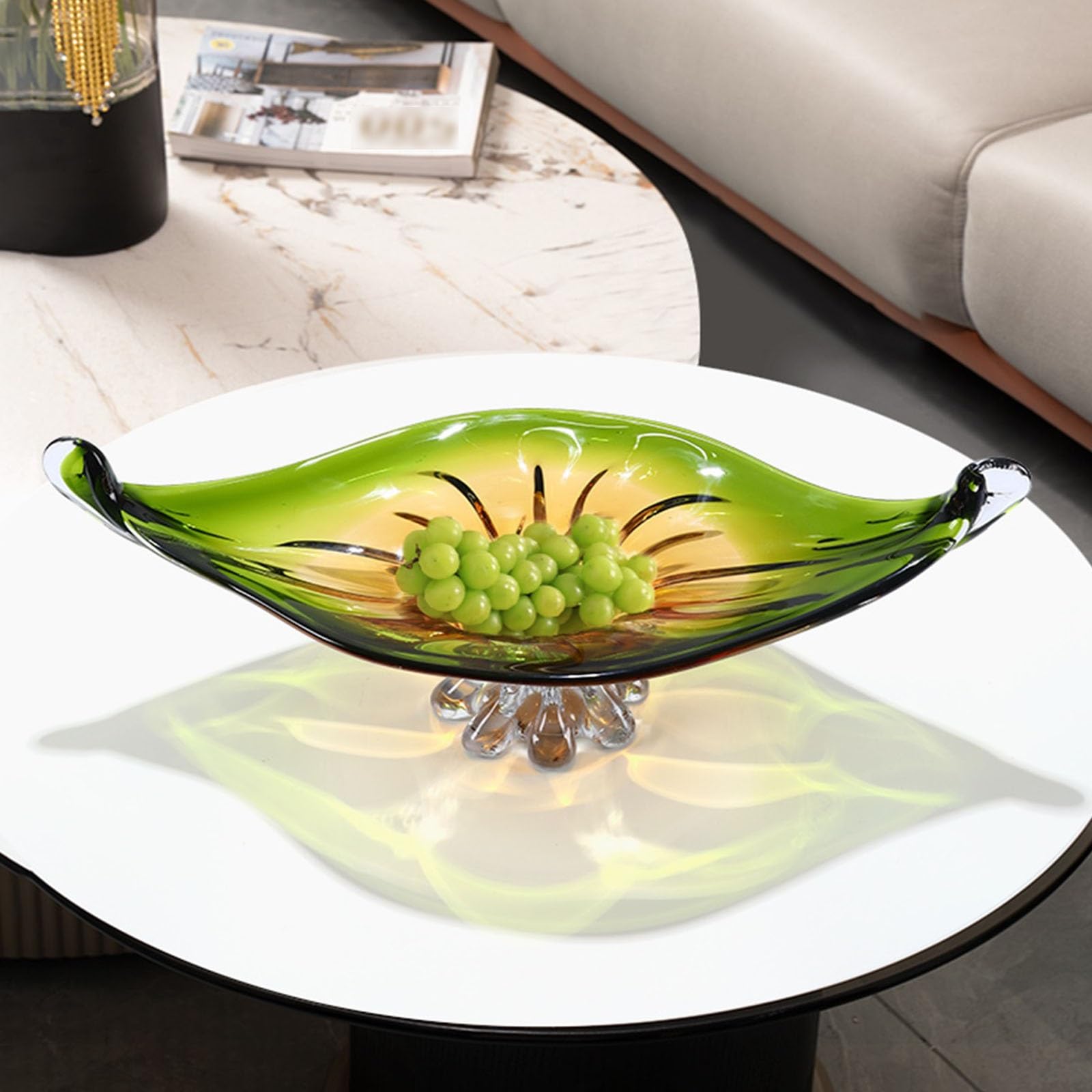 Fruitmand Fruitschaal Glazen Fruitschaal Decoratieve Schaal Vintage Fruitschaal Voor Aanrecht Geribbelde Glazen Voetstukkom Fruitmand etagere ( Color : D, Size : 25 * 12cm