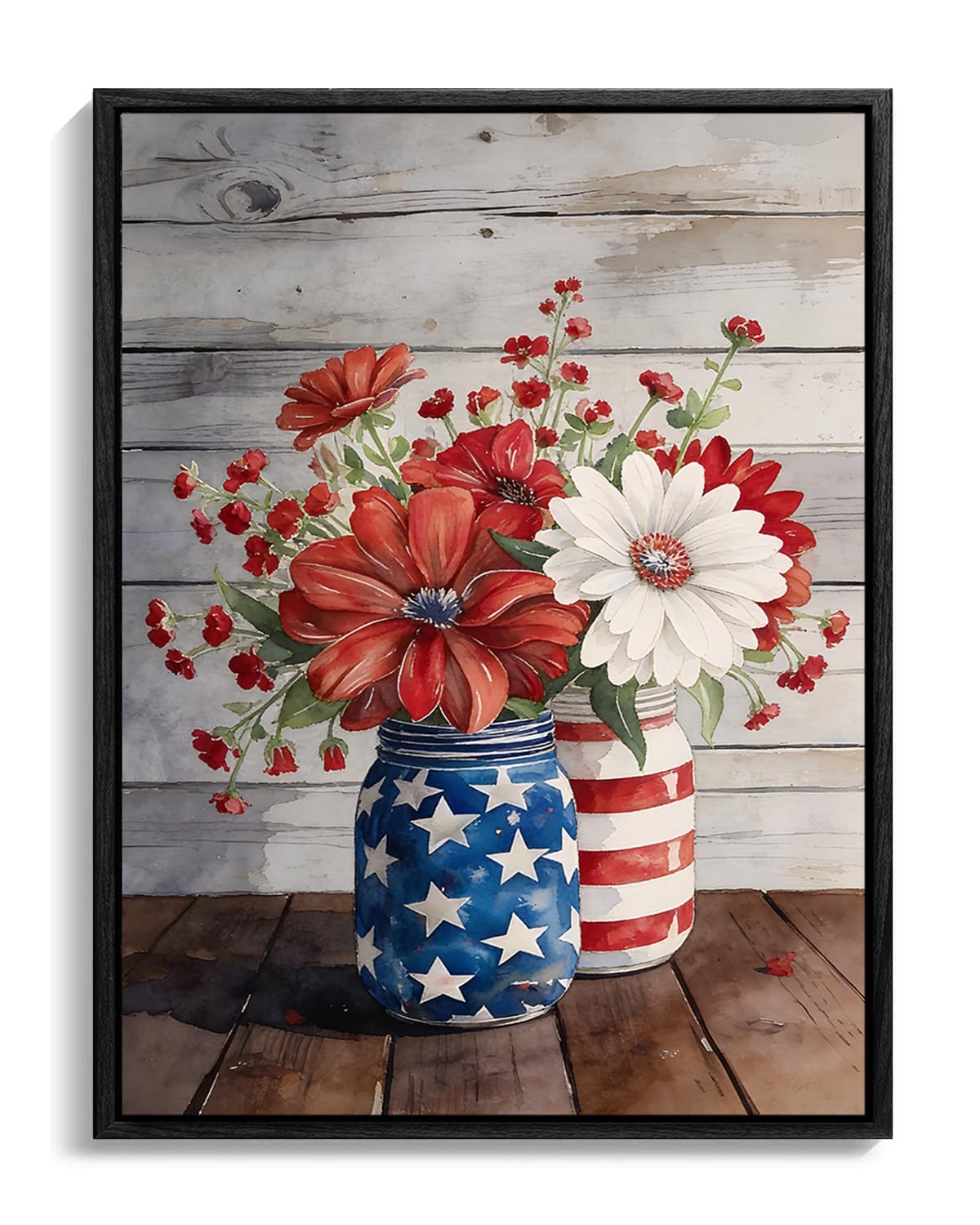 Wildflower Field Framed Canvas Wall Art, 4th of July Canvas Prints