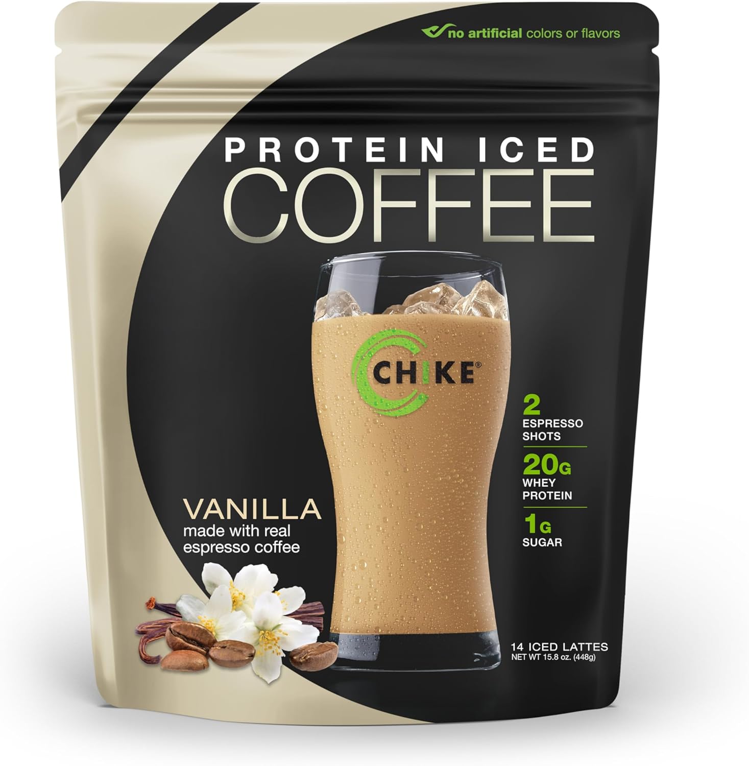 Vanilla High Protein Iced Coffee, 20 G Protein, 2 Shots Espresso, 1 G Sugar, Keto Friendly and Gluten Free, 14 Servings (15.8 Ounce)