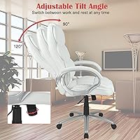Vista 5 de Silla de escritorio ergonómica giratoria para oficina en casa, silla de escritorio de altura ajustable, respaldo alto, silla de computadora de piel