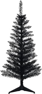 Artificial Christmas Tree，Halloween Decoration Tree Xmas Pine Tree with PVC Leg Stand Base Holiday Decoration for Indoor and Outdoor(4ft Black