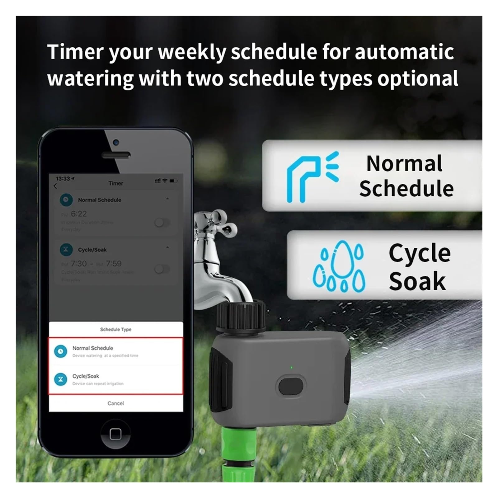 Bewässerungssteuerung. Bluetooth Garten Wasser Timer Regen Verzögerung Programmierbare Automatische Sprinkler Tropf Bewässerung Ventil Wassertimer(1Pcs)