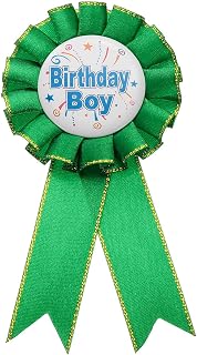 PATIKIL Birthday Ribbon, 5.9 x 2.8" Award Ribbon Pin Fabric Birthday Boy Pin for Party Adults Women Party Decorations Celebration Accessory Gift, Green