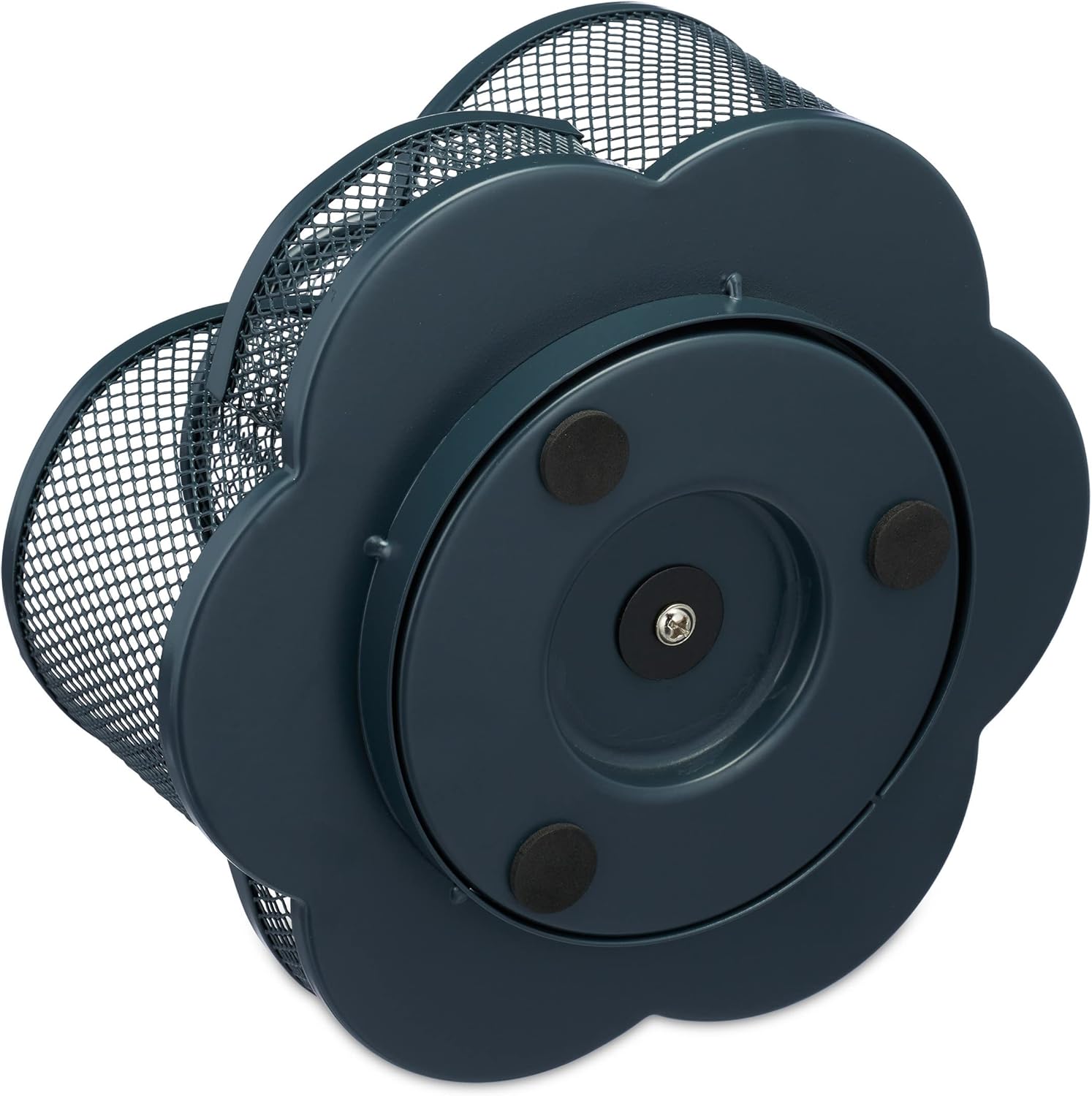 Relaxdays Pen Holder, Rotatable, 7 Compartments, H x W x D: 10.5 x 16 x 17 cm, Metal, Grey