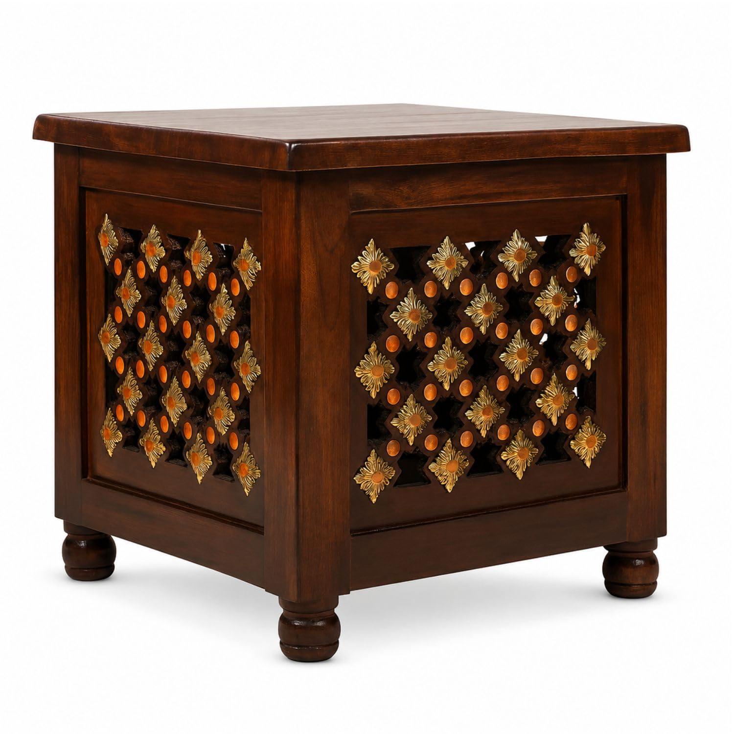 smarts collection rosewood (sheesham) square corner table | perfect for living room or bedroom furniture solid wood construction | brown