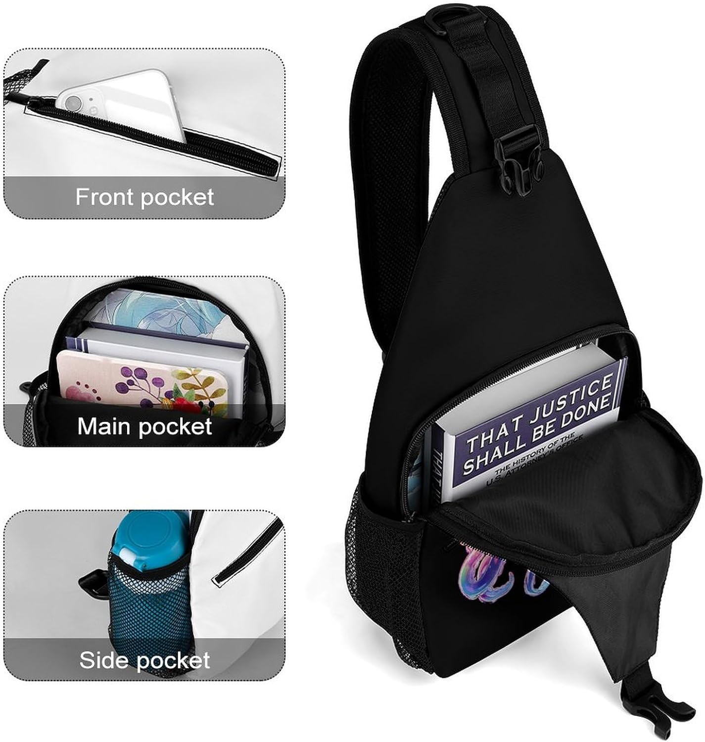 Funny Colorful Squid Men Crossbody Sling Backpack Chest Bag | Travel Fanny Pack,Hiking Daypack,Print Shoulder Bags