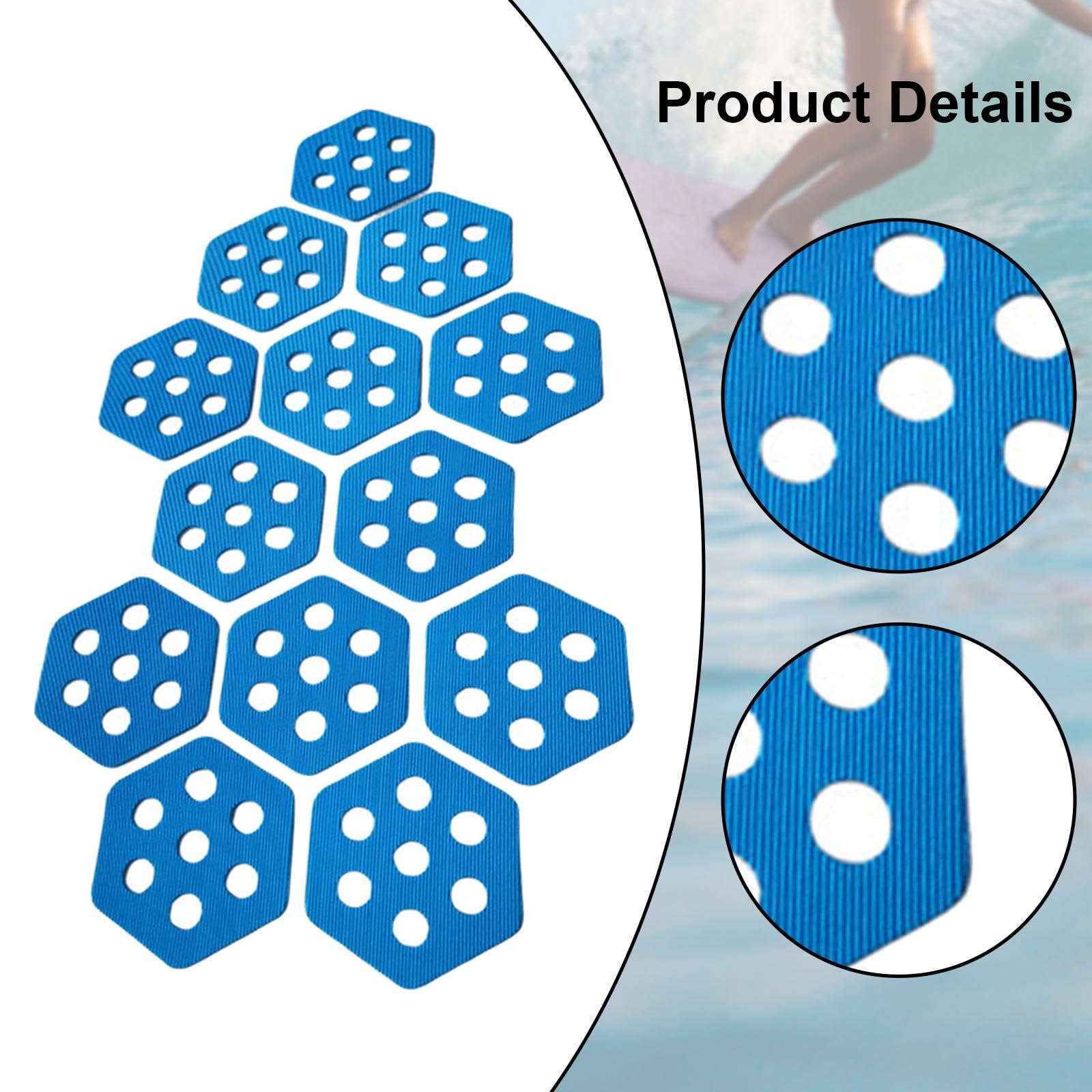 12 Stück Surfboard Mat Grip Surfbrett Grip Pad Surfbrett Traktion Deck Pad Anti-Rutsch-Surfpads Yatch Deck Pad selbstklebendes Tailpad Deck Grip für Skimboards Paddleboards