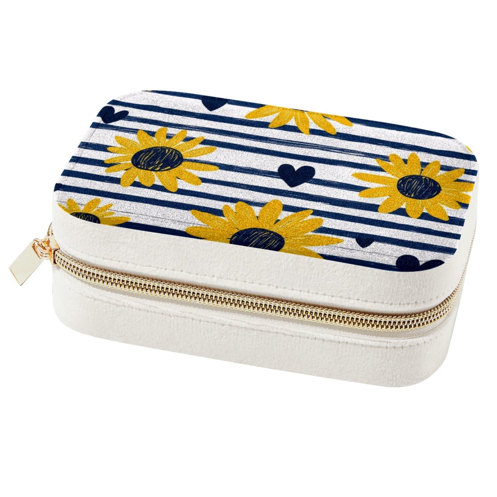 Boîte à bijoux de voyage tournesol compacte pour valise et sac à main