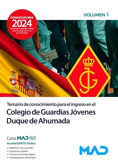 Ingreso en el Colegio de Guardias Jóvenes Duque de Ahumada. Temario de