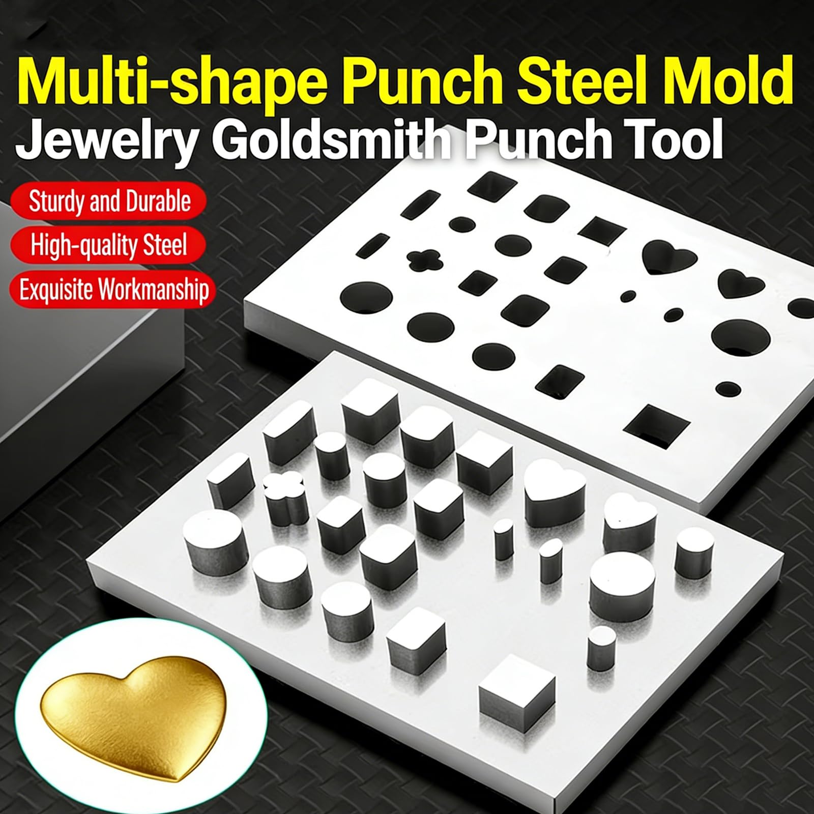 Juego de troqueles de estampado de joyas, herramientas multiforma, aleación de aluminio resistente para hacer joyas y proyectos de manualidades