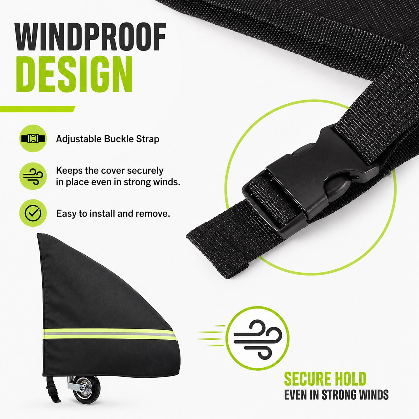 Funda para el timón de caravanas, Universal de 600D para remolques Accesorio con Elementos Reflectantes; Funda Reforzada e Impermeable para el timón de remolques con Revestimiento de PVC