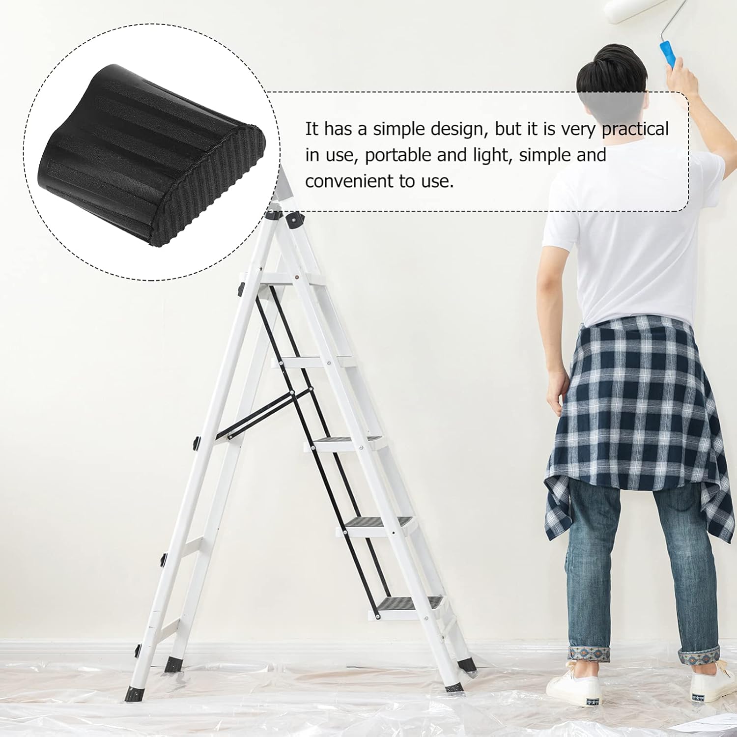Cabilock 4-Pack Ladder Rubber End Caps 1.96X1.69X1.06 Inch Step Ladder Feet Covers Non-Slip Rubber Pads for Safety and Floor Protection