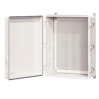 UL Certified Junction Box, NEMA 6 Weatherproof 94V-0 Flame Retardant, Plastic Electrical Enclosure for Industrial Projects, Includes Mounting Plate Grey Cover, 20.1"16.1"7.9"