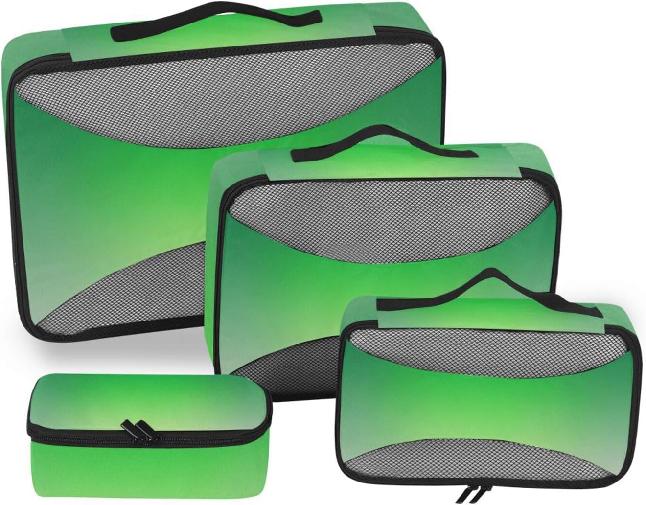 Green Gradient Modern Art 4 Pcs set organizers for travel Mesh Travel Essentials expandable packing cubes travel