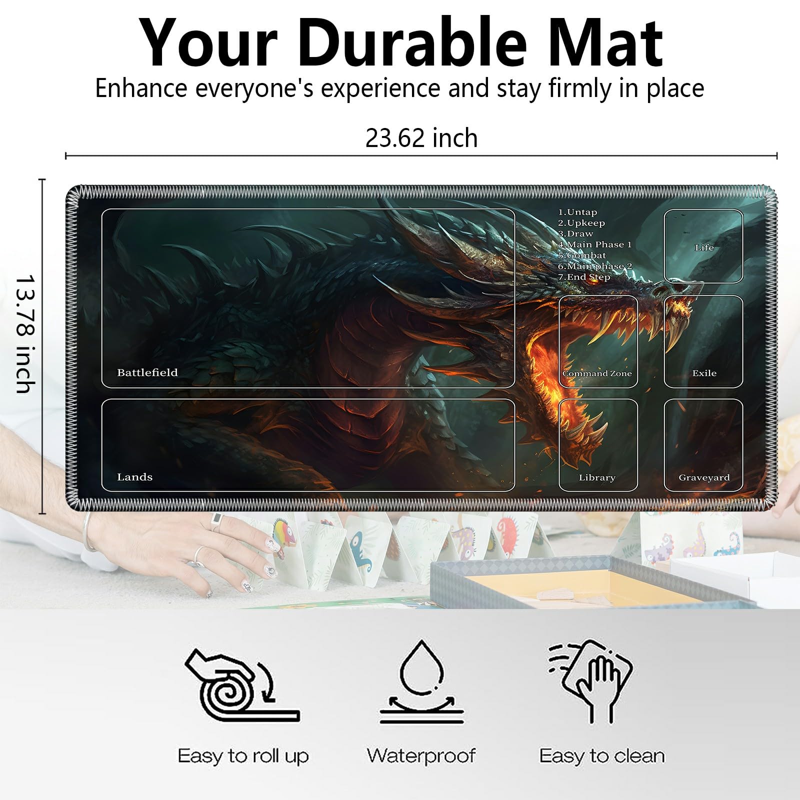 Amazon.com: GFRGTFHYT Playmat for MTG Cards Game Mat with Stitched