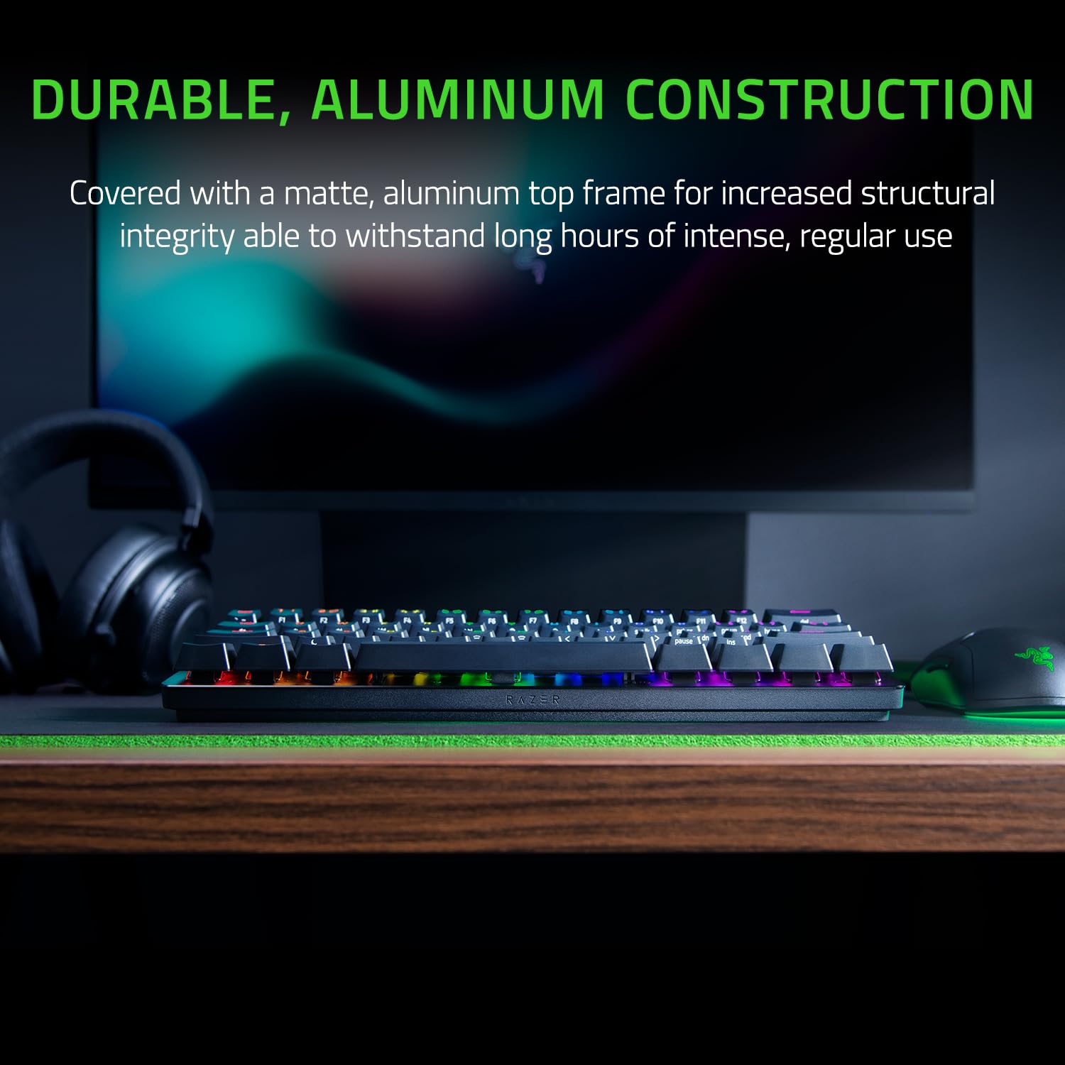 Razer Huntsman Mini Red Switch 60% Gaming Tastatur Lineare Optisch-Mechanische Switches Doubleshot PBT-Tastenkappen Abnehmbares USB-C Kabel QWERTZ DE-Layout Schwarz