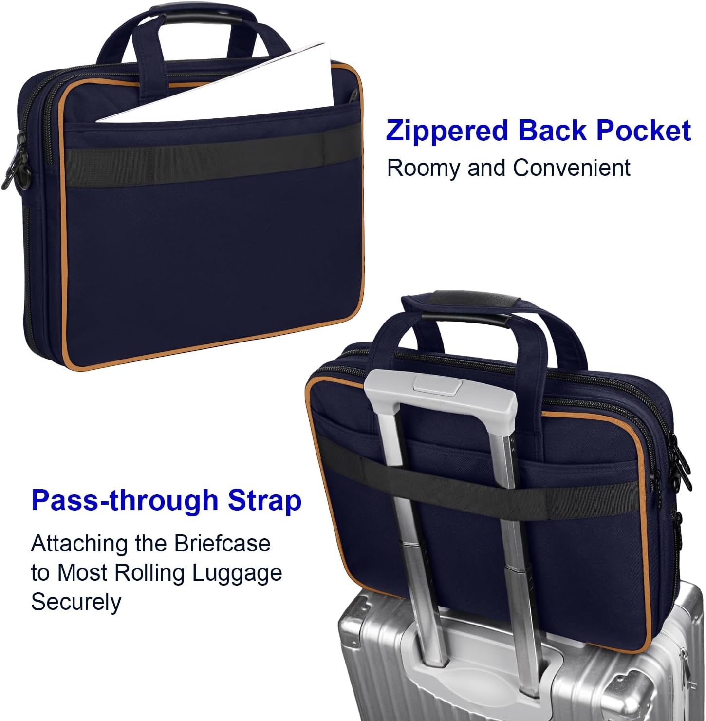 Taygeer Briefcases for Men, Water Resistant Laptop Bag 15.6 Inch for Business, Travel Office Crossbody Carry On Laptop Carrying Case, Messenger Shoulder Bag Fit 15.6 Inch Notebook/Computer, Blue Brown - Image 7