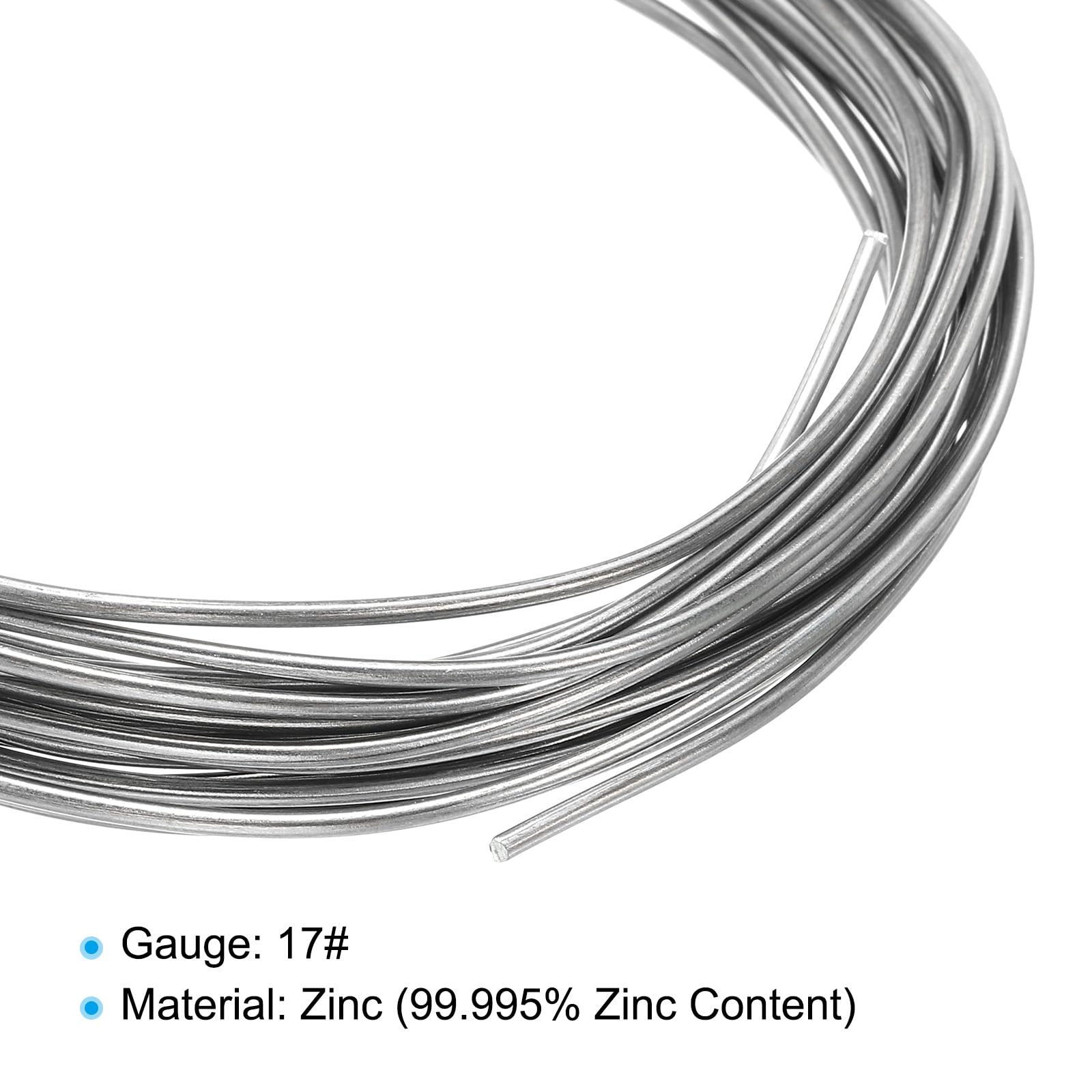 PATIKIL 99.99% High Purity Zinc Wire, 17 Gauge Pure Zinc Wire 1.5mm Soft Beading Lab Scientific Experiment Tool (16.4Ft/Roll) - Image 4