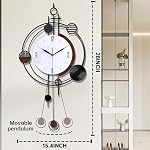 Wall Clock for Living Room, Silent Quality Quartz Battery Operated with Pendulum, Analog Metal Decorative Large Wall Clocks for Kitchen Bathroom Bedroom Wall Home Decor, 15.4x28inch(Black)